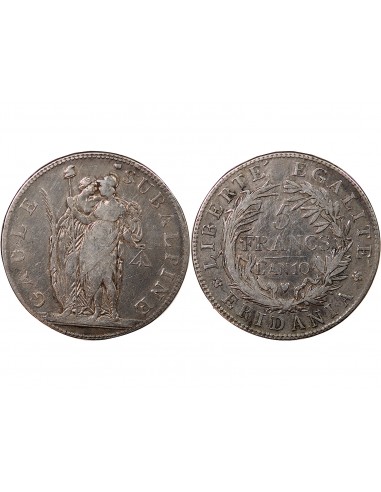ITALIE, GAULE SUBALPINE - 5 FRANCS ARGENT L'AN 10 TURIN﻿