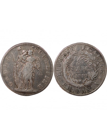 ITALIE, GAULE SUBALPINE - 5 FRANCS ARGENT L'AN 10 TURIN﻿