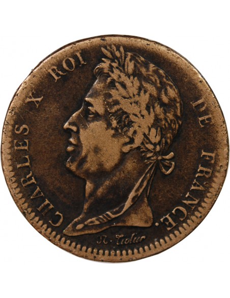 COLONIES FRANCAISES, MARTINIQUE ET GUADELOUPE, CHARLES X - 10 CENTIMES 1827 H LA ROCHELLE