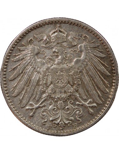 ALLEMAGNE, WURTEMBERG, WILHELM II - 1 MARK ARGENT 1914 F STUTTGART