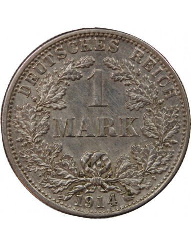 ALLEMAGNE, WURTEMBERG, WILHELM II - 1 MARK ARGENT 1914 F STUTTGART