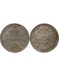 ALLEMAGNE, WURTEMBERG, WILHELM II - 1 MARK ARGENT 1914 F STUTTGART 2
