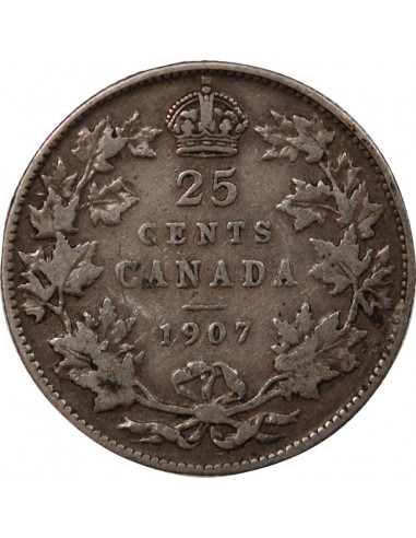 CANADA, EDOUARD VII - 25 CENTS ARGENT 1907