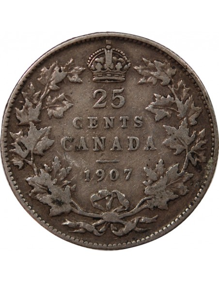 CANADA, EDOUARD VII - 25 CENTS ARGENT 1907
