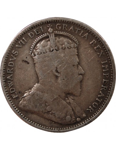 CANADA, EDOUARD VII - 25 CENTS ARGENT 1907