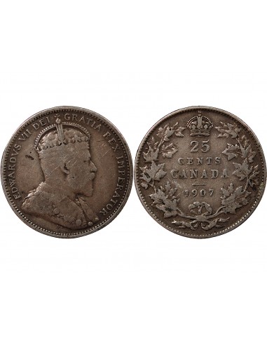 CANADA, EDOUARD VII - 25 CENTS ARGENT 1907