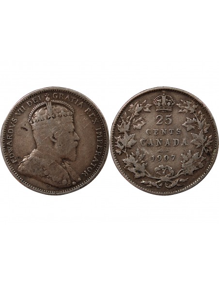 CANADA, EDOUARD VII - 25 CENTS ARGENT 1907