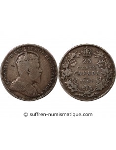 CANADA, EDOUARD VII - 25 CENTS ARGENT 1907