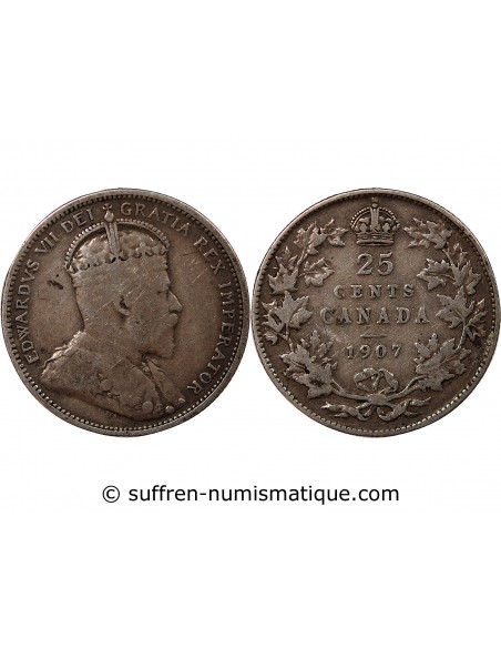 CANADA, EDOUARD VII - 25 CENTS ARGENT 1907