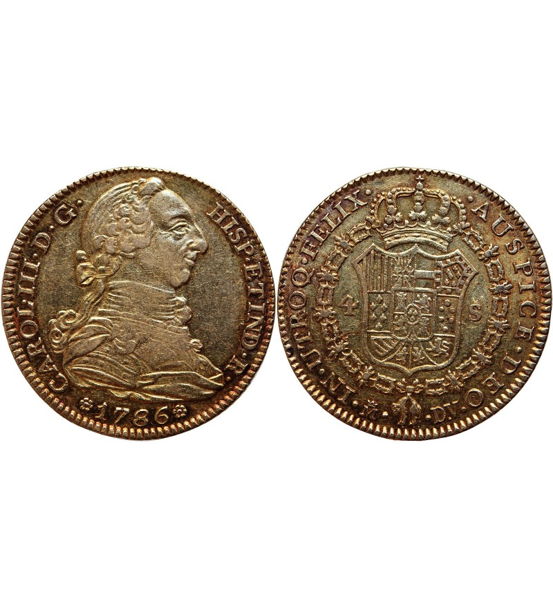 ESPAGNE - CHARLES III 4 ESCUDOS 1786 MADRID﻿