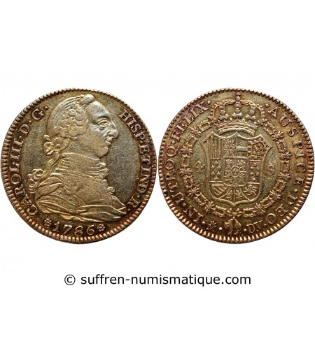 ESPAGNE - CHARLES III 4 ESCUDOS 1786 MADRID﻿