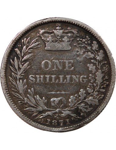 GRANDE-BRETAGNE, VICTORIA - SHILLING ARGENT 1871 - CONTREMARQUE
