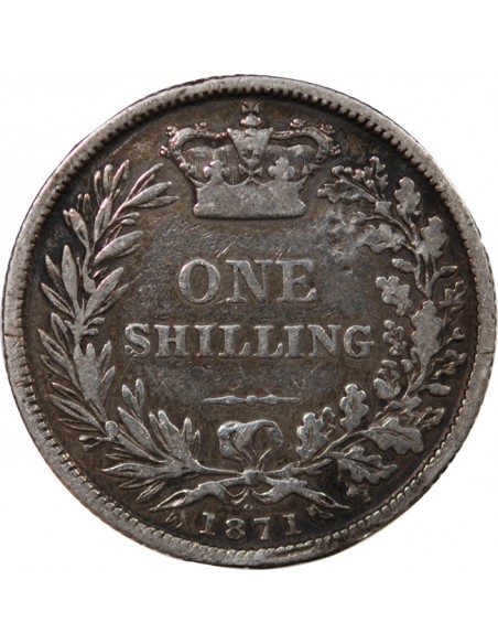 GRANDE-BRETAGNE, VICTORIA - SHILLING ARGENT 1871 - CONTREMARQUE