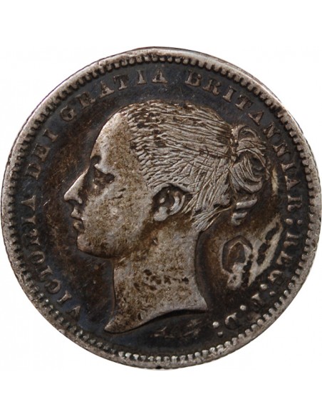GRANDE-BRETAGNE, VICTORIA - SHILLING ARGENT 1871 - CONTREMARQUE