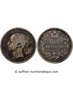 GRANDE-BRETAGNE, VICTORIA - SHILLING ARGENT 1871 - CONTREMARQUE