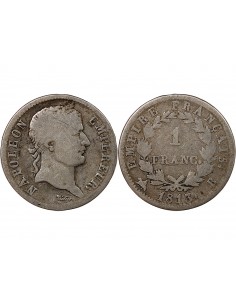 NAPOLEON Ier - 1 FRANC ARGENT 1813 B ROUEN 2