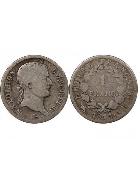 NAPOLEON Ier - 1 FRANC ARGENT 1813 B ROUEN
