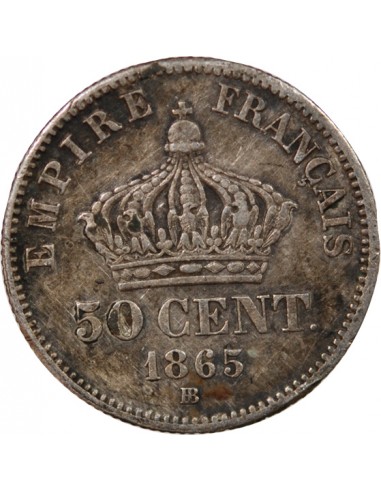 NAPOLEON III - 50 CENTIMES ARGENT 1865 BB STRASBOURG