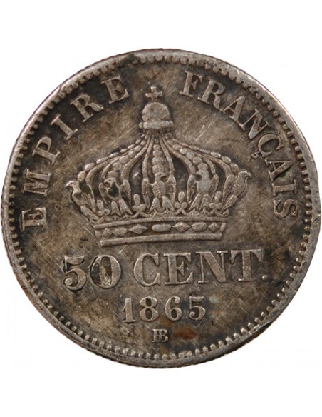 NAPOLEON III - 50 CENTIMES ARGENT 1865 BB STRASBOURG
