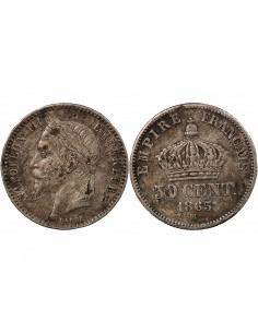 NAPOLEON III - 50 CENTIMES ARGENT 1865 BB STRASBOURG 2