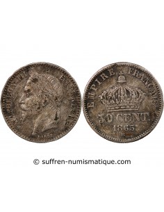 NAPOLEON III - 50 CENTIMES ARGENT 1865 BB STRASBOURG