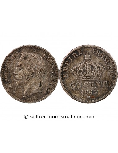 NAPOLEON III - 50 CENTIMES ARGENT 1865 BB STRASBOURG