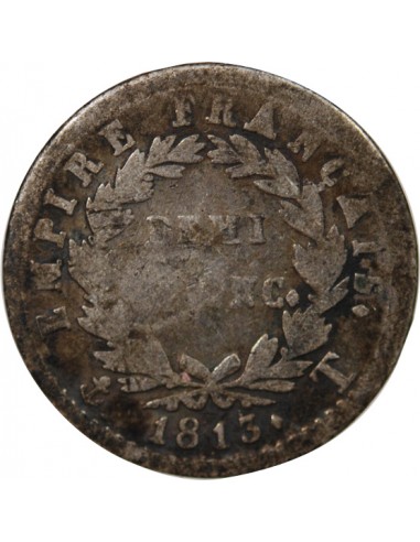 NAPOLEON Ier - 1/2 FRANC ARGENT 1813 T NANTES