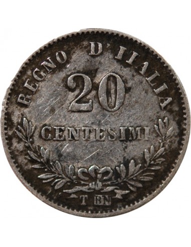 ITALIE, VICTOR EMMANUEL II - 20 CENTESIMI ARGENT 1867 T TURIN