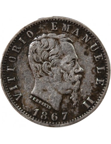 ITALIE, VICTOR EMMANUEL II - 20 CENTESIMI ARGENT 1867 T TURIN