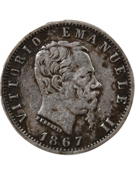 ITALIE, VICTOR EMMANUEL II - 20 CENTESIMI ARGENT 1867 T TURIN