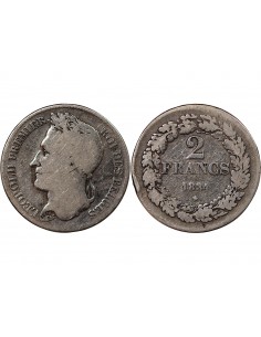 BELGIQUE, LEOPOLD Ier -2 FRANCS ARGENT 1834 2