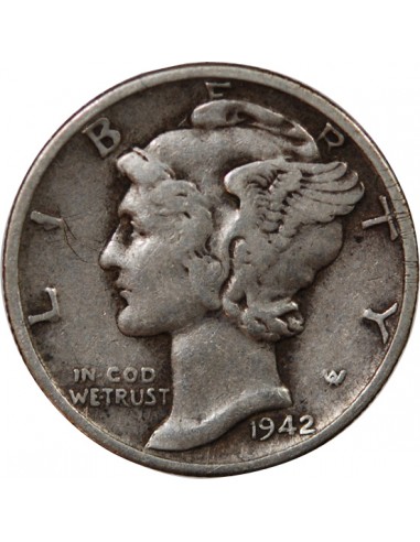 USA - 10 CENTS ARGENT "Mercury Dime" 1942 PHILADELPHIE