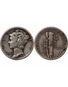 USA - 10 CENTS ARGENT "Mercury Dime" 1942 PHILADELPHIE 2