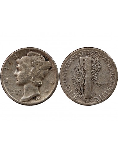 USA - 10 CENTS ARGENT "Mercury Dime" 1941 PHILADELPHIE