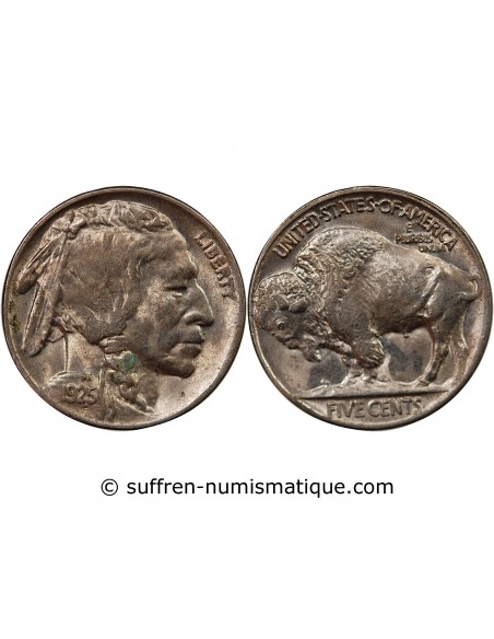 USA - 5 CENTS "Buffalo Nickel" 1925 PHILADELPHIE
