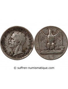 ITALIE, VICTOR-EMMANUEL III - 5 LIRE ARGENT 1929 R ROME