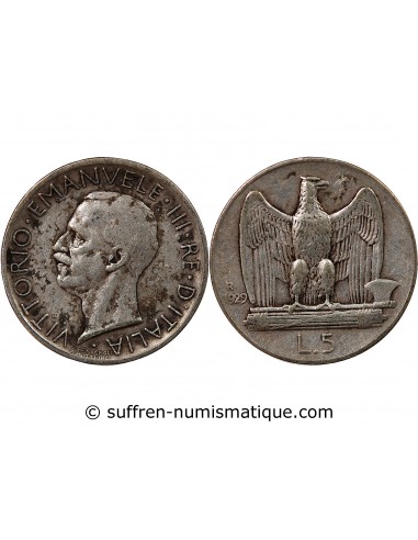 ITALIE, VICTOR-EMMANUEL III - 5 LIRE ARGENT 1929 R ROME