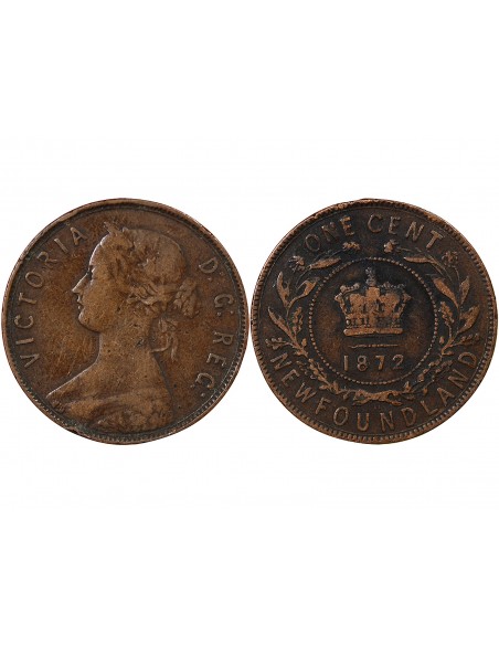 CANADA, TERRE NEUVE, VICTORIA - 1 CENT 1872 H HEATON