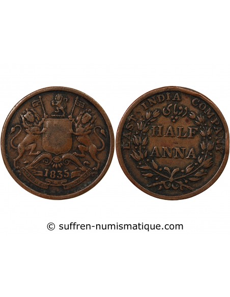 INDES BRITANNIQUES - 1/2 ANNA 1835