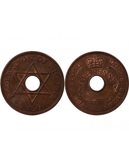 NIGERIA, ELISABETH II - PENNY 1959