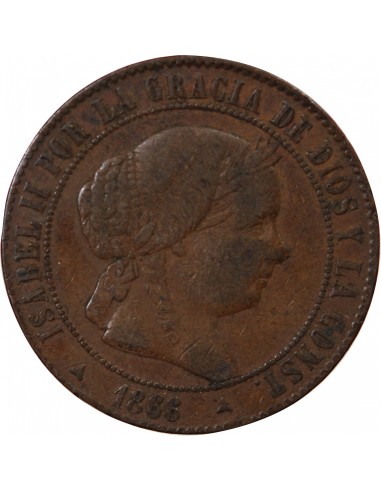 ESPAGNE, ISABELLE II - 5 CENTIMOS 1866 OM SEGOVIE