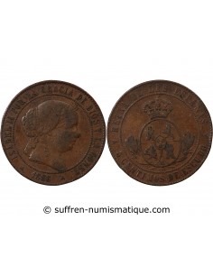 ESPAGNE, ISABELLE II - 5 CENTIMOS 1866 OM SEGOVIE