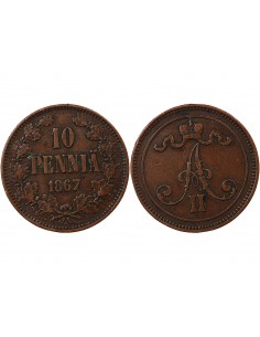 FINLANDE, ALEXANDRE II - 10 PENNIÄ 1867 2