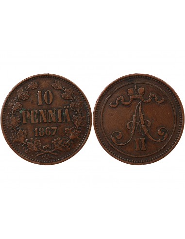 FINLANDE, ALEXANDRE II - 10 PENNIÄ 1867