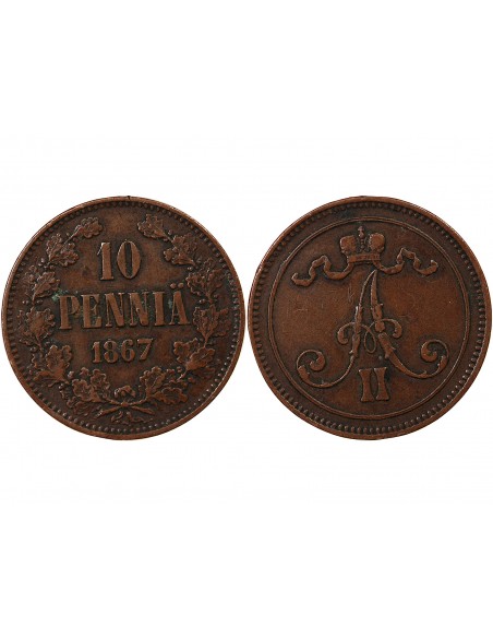 FINLANDE, ALEXANDRE II - 10 PENNIÄ 1867