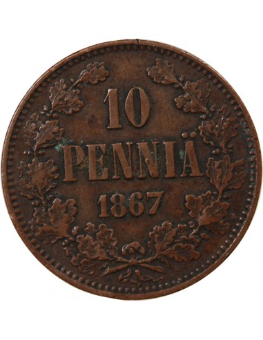 FINLANDE, ALEXANDRE II - 10 PENNIÄ 1867