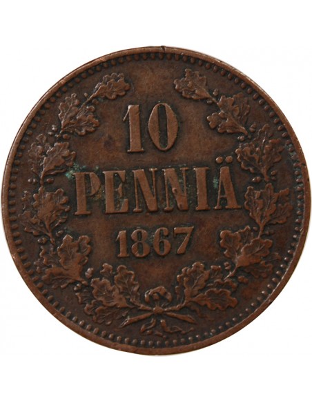 FINLANDE, ALEXANDRE II - 10 PENNIÄ 1867