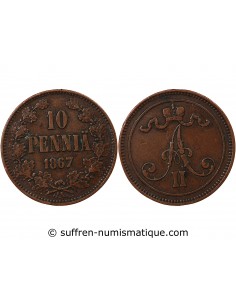 FINLANDE, ALEXANDRE II - 10 PENNIÄ 1867