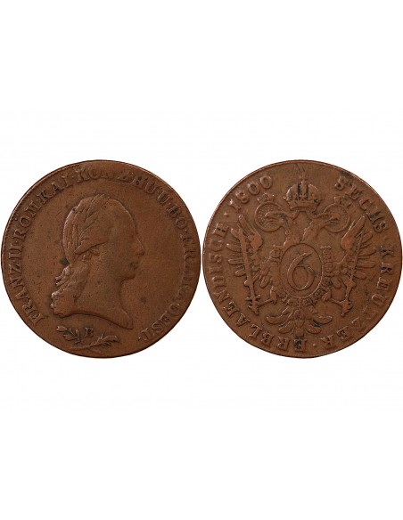 AUTRICHE, FRANÇOIS II - 6 KREUZER 1800 B KREMINCA