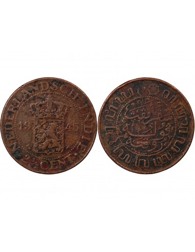 INDES ORIENTALES NÉERLANDAISES, WILHELMINE - 2 1/2 CENTS 1945 P PHILADELPHIE